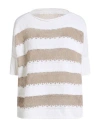 Le Tricot Perugia Woman Sweater White Size M/l Cotton, Polyester, Linen In Multi