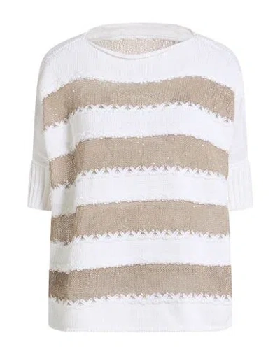 Le Tricot Perugia Woman Sweater White Size M/l Cotton, Polyester, Linen