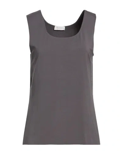 Le Tricot Perugia Woman Tank Top Charcoal Size L Viscose, Elastane In Gray