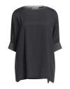 Le Tricot Perugia Woman Top Lead Size L Silk, Elastane, Viscose, Polyester In Grey