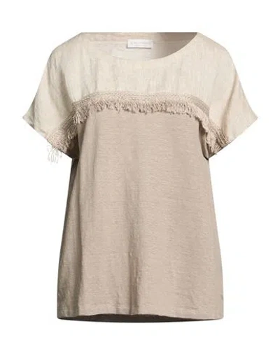 Le Tricot Perugia Woman T-shirt Beige Size Xs Linen, Elastane In Neutral