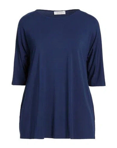 Le Tricot Perugia Woman T-shirt Navy Size S Viscose, Elastane In Blue