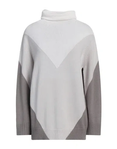 Le Tricot Perugia Woman Turtleneck Taupe Size S Virgin Wool, Silk, Cashmere In Grey