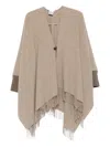 Le Tricot Perugia Fringe-detail Poncho In Brown