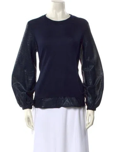 Pre-owned Le Tricot Perugia Wool Crew Neck Sweatshirt In Blue