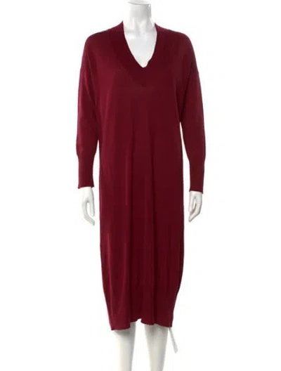 Pre-owned Le Tricot Perugia Wool Midi Length Dress In Burgundy
