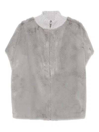 Le Tricot Perugia Zip-up Fleece Jacket In Gray