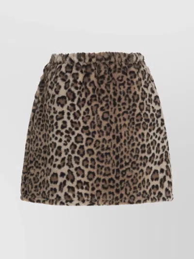 Le Twins Animal Print Faux Fur Mini Skirt