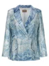 Le Twins Light Blue Single-breasted Blazer In Blue
