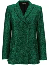 Le Twins Green Double-breasted Blazer In Green