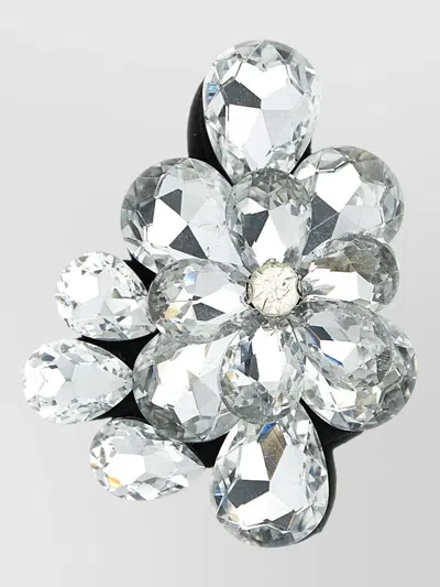 Le Twins Crystal Floral Brooch Featuring Faceted Stones In Silver