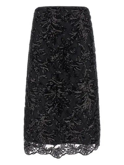 LE TWINS GIULIA SEQUIN-EMBELLISHMENT MIDI SKIRT