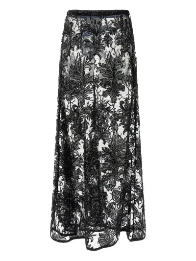 LE TWINS MARIA CRISTINA SEQUIN LACED MAXI SKIRT