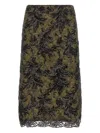 Le Twins Moni Quilted Lace Sequin Midi Skirt In Green
