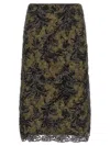 Le Twins Moni Quilted Lace Sequin Midi Skirt In Green