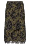 Le Twins Moni Quilted Lace Sequin Midi Skirt In Green