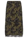 Le Twins Moni Quilted Lace Sequin Midi Skirt In Brown