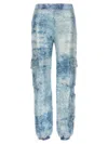 Le Twins Robi Textured Cargo Pants Elastic Waistband In Blue