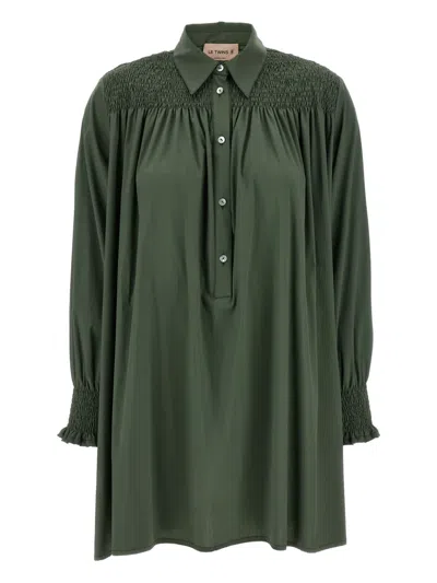 LE TWINS SMOCKED SHIRT DRESS