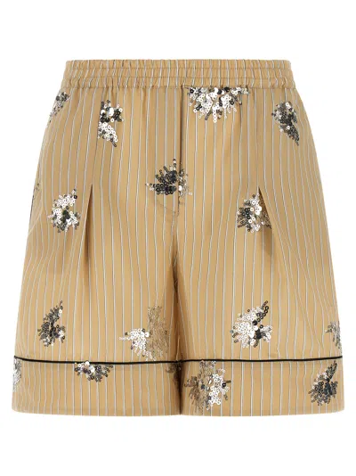 Le Twins Sequin-embellished Striped Shorts In Neutral