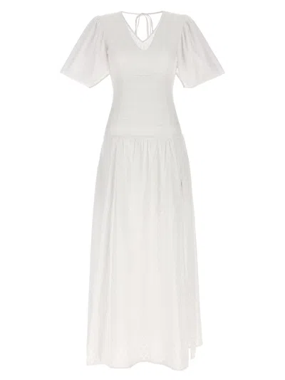 Le Twins White Cotton Long Women's Dress