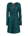 Le Twins Woman Mini Dress Deep Teal Size S Cotton, Polyamide, Elastane In Green