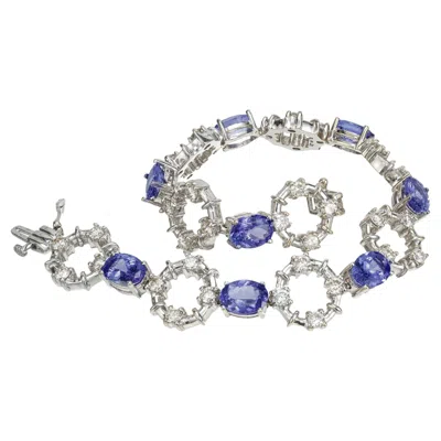 Pre-owned Le Vian 14.00 Carat Tanzanite Diamond White Gold Bracelet