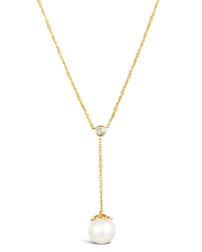 LE VIAN LE VIAN® 14K 0.06 CT. TW. DIAMOND & PEARL & 9-10MM PEARL ADJUSTABLE NECKLACE