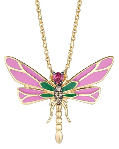LE VIAN LE VIAN® 14K 0.09 CT. TW. DIAMOND & RUBY ENAMEL PENDANT