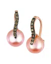 Le Vian 14k 0.16 Ct. Tw. Diamond 8.50-9mm Pearl Earrings In Brown