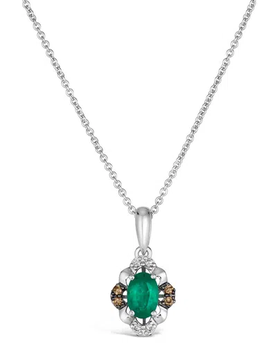 Le Vian 14k 0.31 Ct. Tw. Diamond & Emerald Pendant In Metallic
