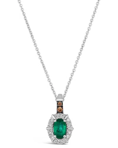 LE VIAN LE VIAN® 14K 0.46 CT. TW. DIAMOND & EMERALD PENDANT