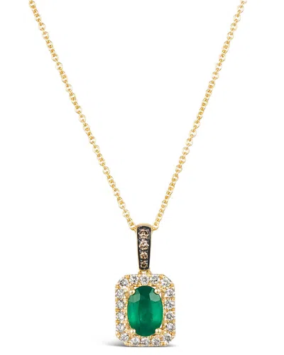 Le Vian 14k 0.67 Ct. Tw. Diamond & New Emerald Pendant Necklace