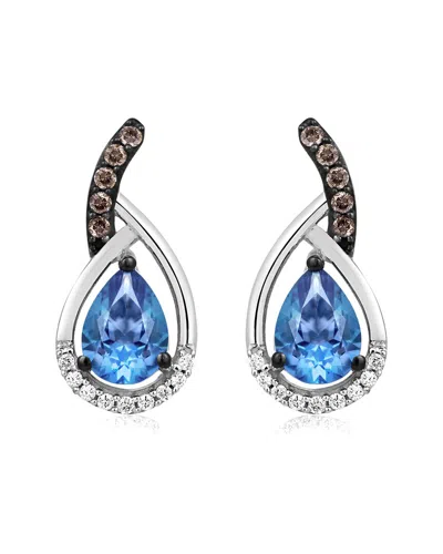 Le Vian 14k 0.70 Ct. Tw. Diamond & Topaz Earrings In Blue