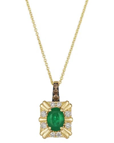 LE VIAN LE VIAN® 14K 0.72 CT. TW. DIAMOND & EMERALD CENTER STONE PENDANT