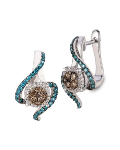 Le Vian 14k 0.72 Ct. Tw. White, Chocolate & Blue Diamond Earrings