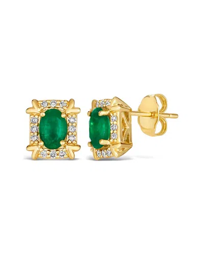 LE VIAN LE VIAN® 14K 0.77 CT. TW. DIAMOND & EMERALD EARRINGS