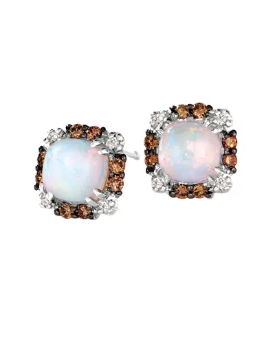 Le Vian ® 14k 0.84 Ct. Tw. Diamond & Opal Stud Earrings In Metallic