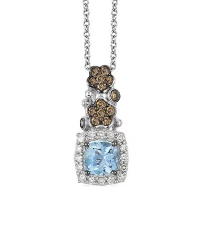 Le Vian 14k 0.93 Ct. Tw. Diamond & Aquamarine Pendant Necklace In Brown