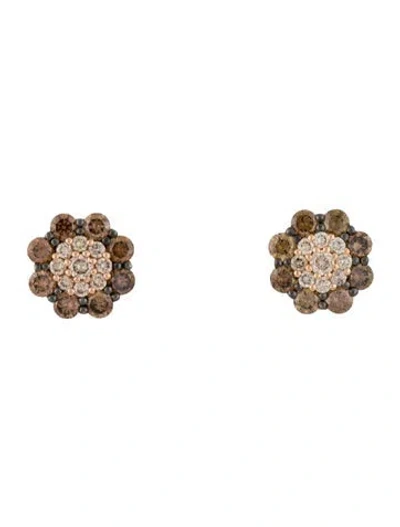 Pre-owned Le Vian 14k 1.02ctw Diamond Flower Cluster Studs In Multi
