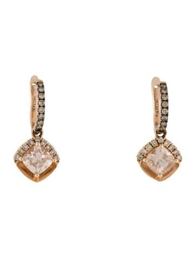 Pre-owned Le Vian 14k 1.12ctw Morganite & Diamond Drop Earrings In Multi