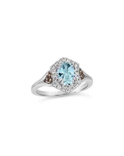 Le Vian ® 14k 1.26 Ct. Tw. Diamond & Aquamarine Half-eternity Ring In Metallic