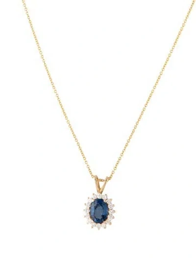 Pre-owned Le Vian 14k 1.28ct Sapphire & Diamond Pendant Necklace, 18" In Multi