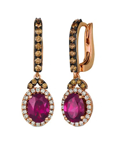 Le Vian 14k 1.39 Ct. Tw. Diamond & Rhodolite Earrings In Gold