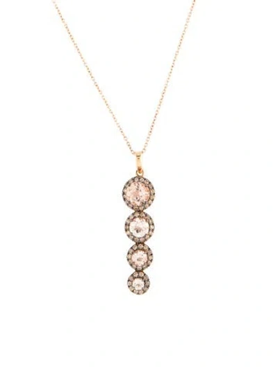 Pre-owned Le Vian 14k 1.48ctw Morganite & Diamond Pendant Necklace, 18" In Multicolor