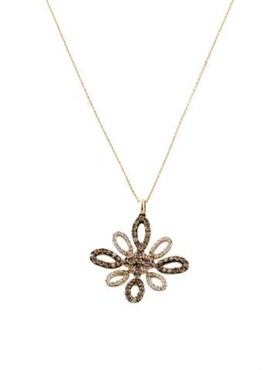 Pre-owned Le Vian 14k 1.77ctw Diamond Open Flower Pendant Necklace, 18" In Multi