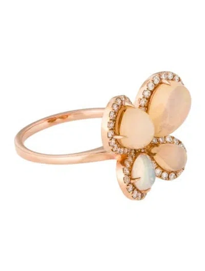 Pre-owned Le Vian 14k 1.82ctw Opal & Diamond Butterfly Cocktail Ring In Multi