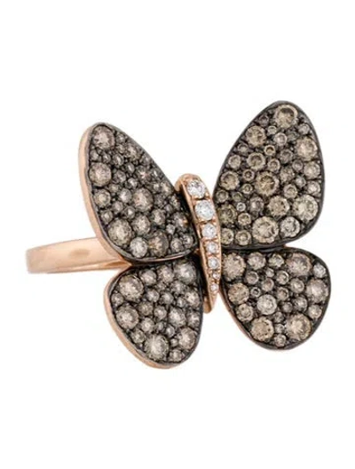 Pre-owned Le Vian 14k 1.85ctw Diamond Butterfly Cocktail Ring In Multi