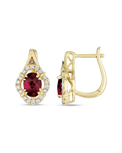 LE VIAN LE VIAN 14K 1.99 CT. TW. DIAMOND & RHODOLITE EARRINGS
