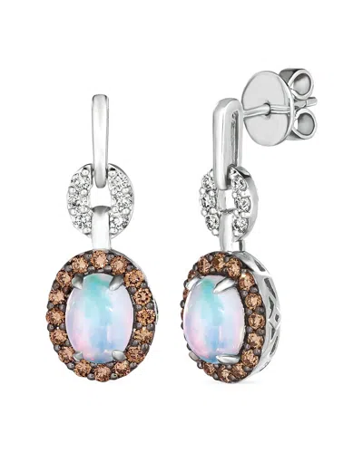 LE VIAN LE VIAN 14K 2.03 CT. TW. DIAMOND & OPAL EARRINGS